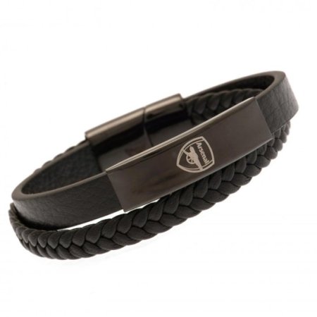 (image for) Arsenal FC Black IP Leather Bracelet