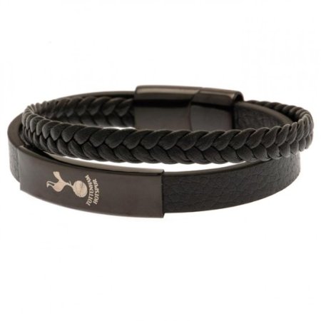 (image for) Tottenham Hotspur FC Black IP Leather Bracelet