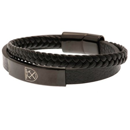 (image for) West Ham United FC Black IP Leather Bracelet