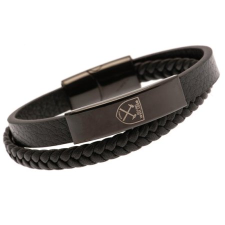 (image for) West Ham United FC Black IP Leather Bracelet