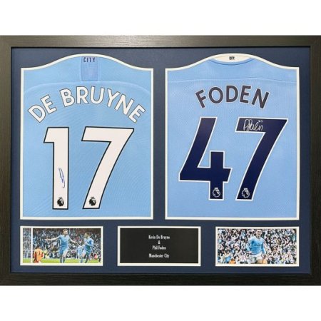 (image for) Manchester City FC De Bruyne & Foden Signed Shirts (Dual Framed)