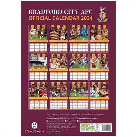 (image for) Bradford City AFC A3 Calendar 2024