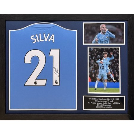 (image for) Manchester City FC David Silva Signed Shirt (Framed)