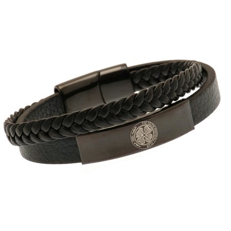 (image for) Celtic FC Black IP Leather Bracelet