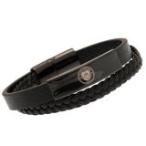 (image for) Manchester City FC Black IP Leather Bracelet