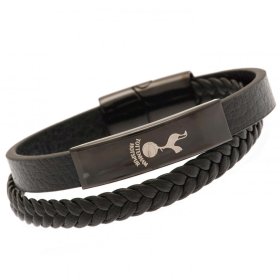 (image for) Tottenham Hotspur FC Black IP Leather Bracelet