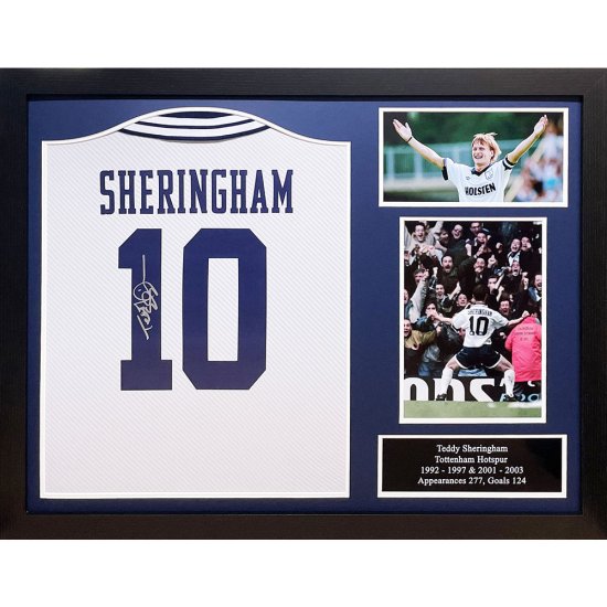 (image for) Tottenham Hotspur FC 1994 Sheringham Signed Shirt (Framed) - Click Image to Close