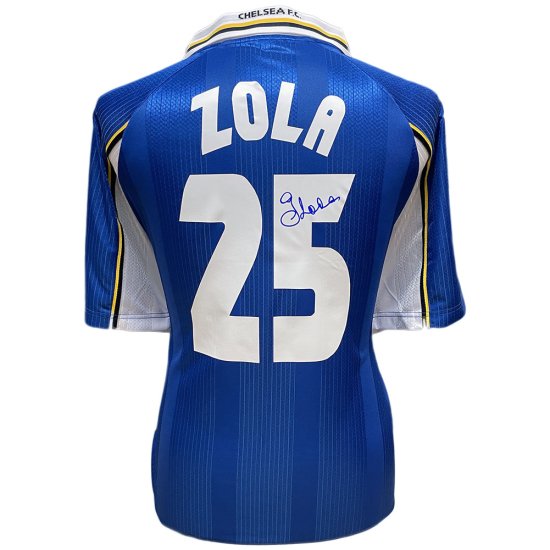 (image for) Chelsea FC 1998 UEFA Cup Winners' Cup Final Zola Signed Shirt - Click Image to Close