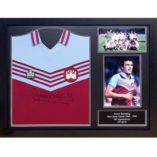 (image for) West Ham United FC 1980 Brooking Signed Shirt (Framed)