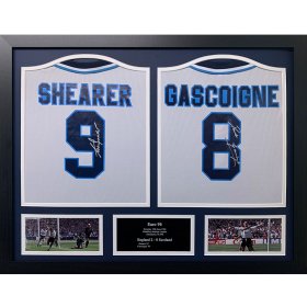(image for) England FA 1996 Shearer & Gascoigne Signed Shirts (Dual Framed)