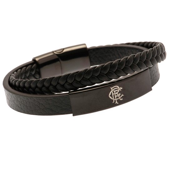 (image for) Rangers FC Black IP Leather Bracelet