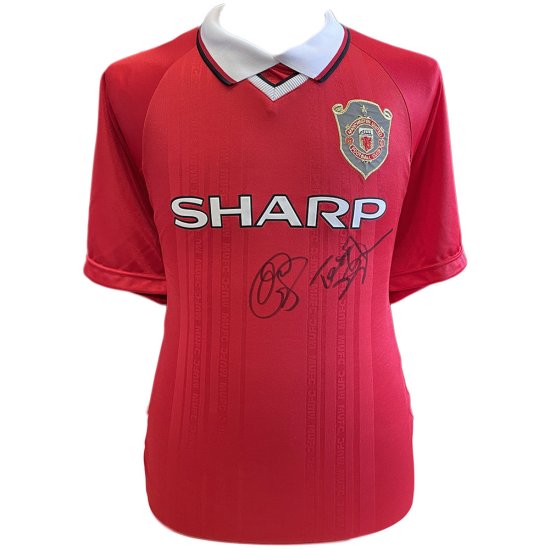 (image for) Manchester United FC 1999 Solskjaer & Sheringham Signed Shirt - Click Image to Close