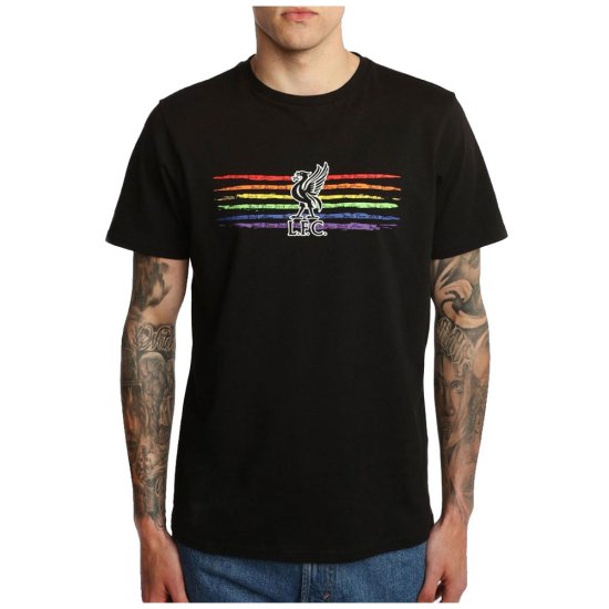 (image for) Liverpool FC Liverbird Pride T Shirt Mens Black XX Large