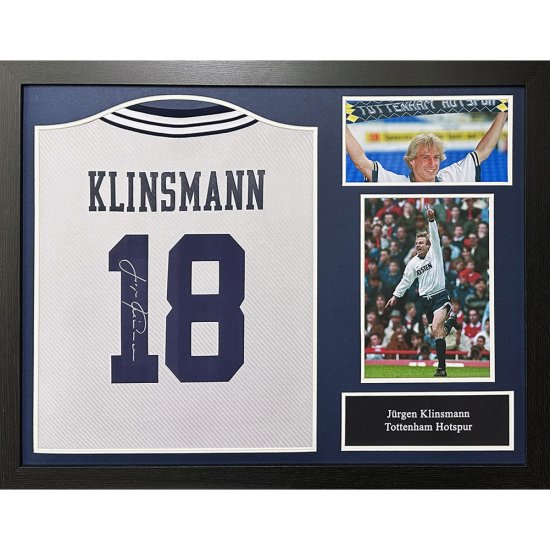 (image for) Tottenham Hotspur FC 1994 Klinsmann Signed Shirt (Framed) - Click Image to Close