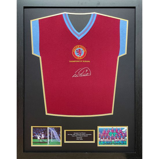 (image for) Aston Villa FC 1982 Withe Signed Shirt (Framed) - Click Image to Close