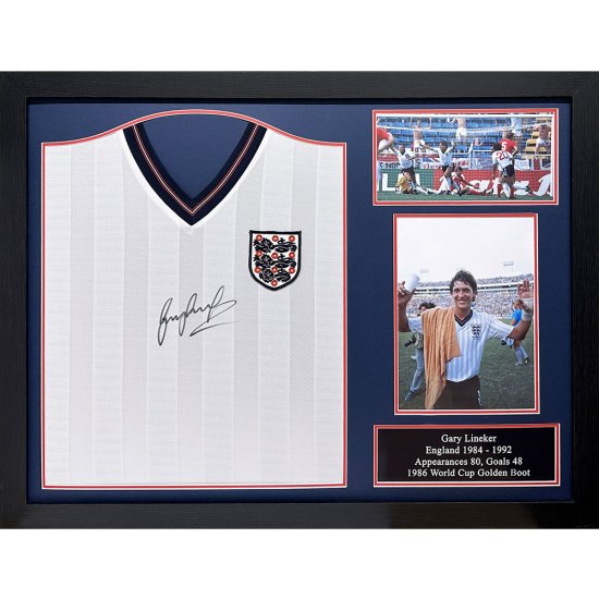 (image for) England FA 1986 Lineker Signed Shirt (Framed)