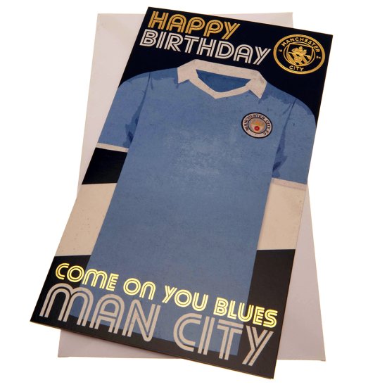 (image for) Manchester City FC Retro Shirt Birthday Card - Click Image to Close