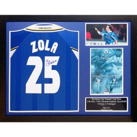 (image for) Chelsea FC 1998 Zola Signed Shirt (Framed)