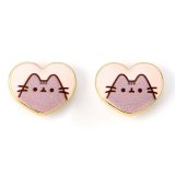 Pusheen Gold Plated Heart Earrings