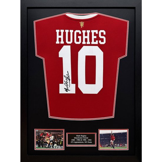 (image for) Manchester United FC 1985 Hughes Signed Shirt (Framed)