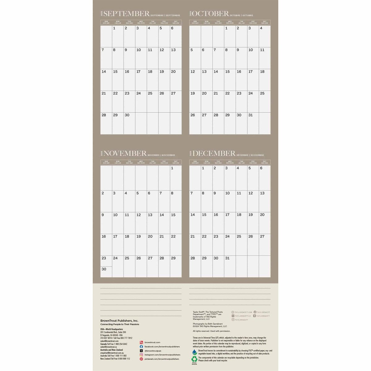 Taylor Swift Mini Calendar 2026