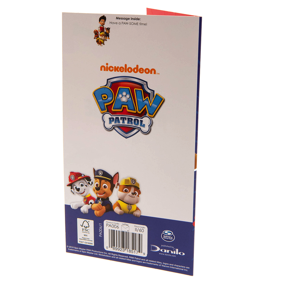 Paw Patrol Birthday Card Boy