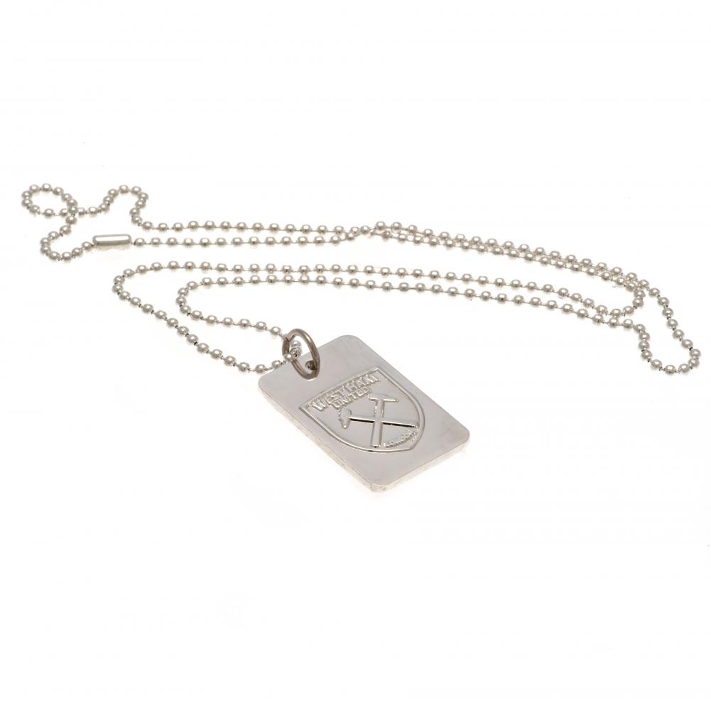 West Ham United FC Silver Plated Dog Tag & Chain