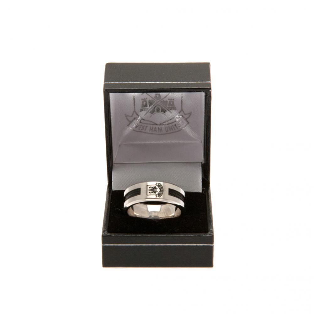West Ham United FC Black Inlay Ring Medium CT