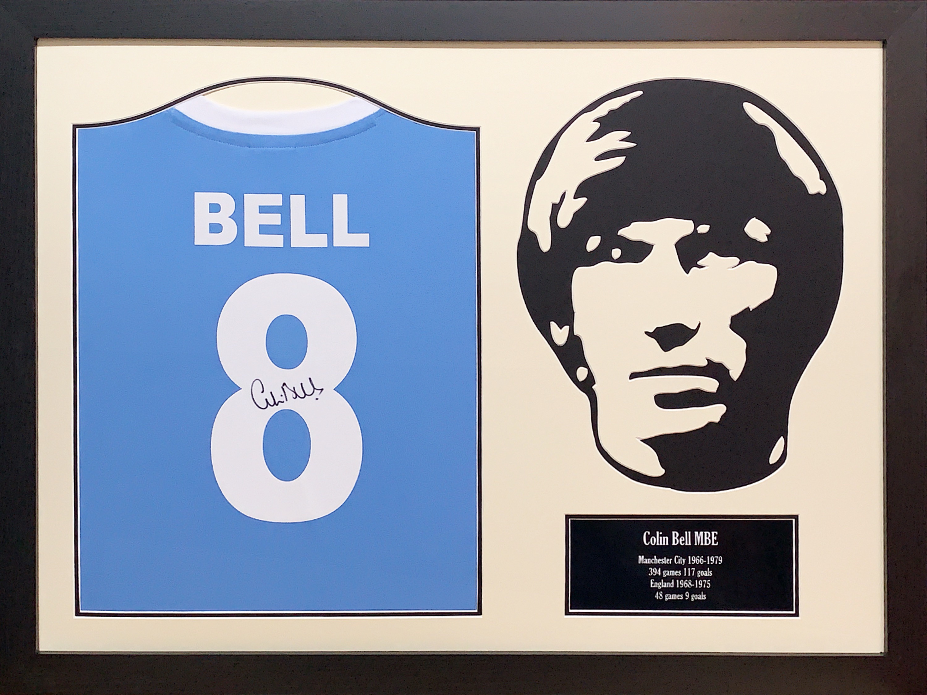 Manchester City FC Bell Signed Shirt Silhouette