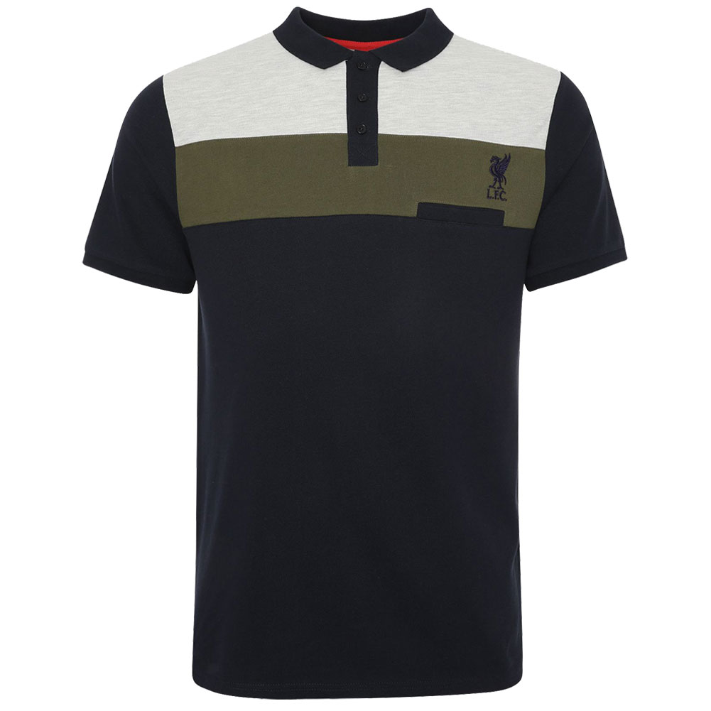 Liverpool FC Colour Block Polo Mens Navy XX Large
