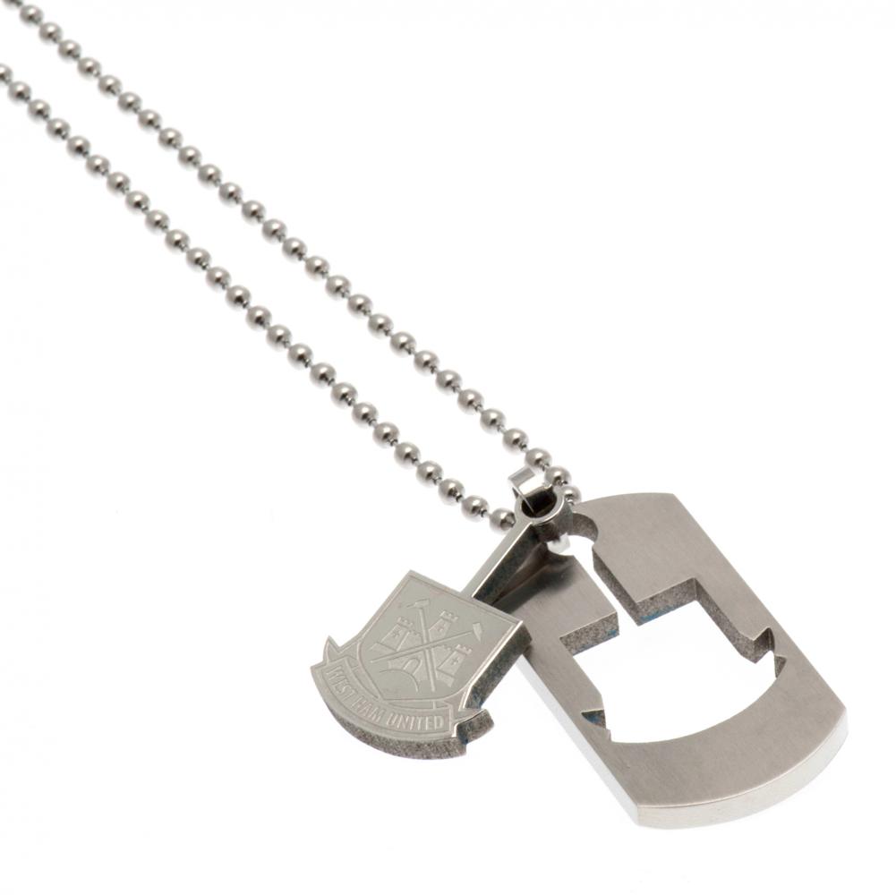 West Ham United FC Cut Out Crest Dog Tag & Chain