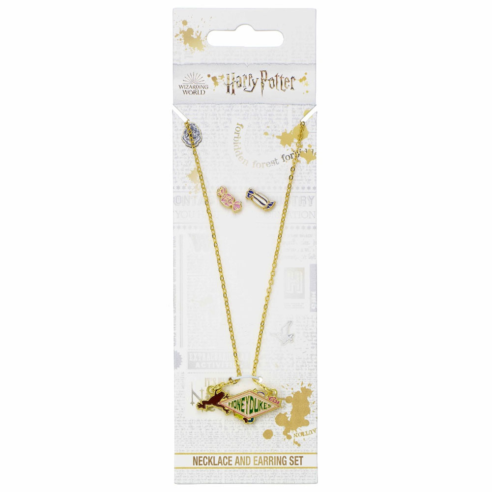 Harry Potter Gold Plated Honeydukes Necklace & Earrings