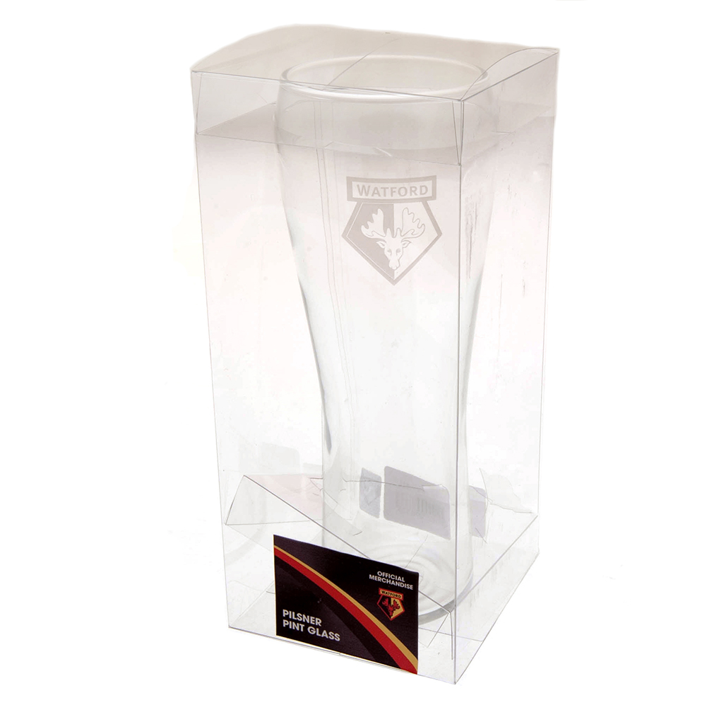 Watford FC Etched Crest Pilsner Pint Glass