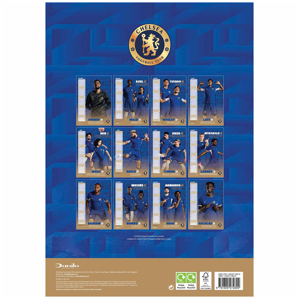Chelsea FC A3 Calendar 2024