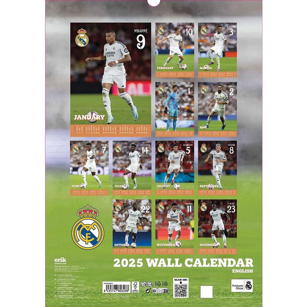 Real Madrid CF A3 Calendar 2025