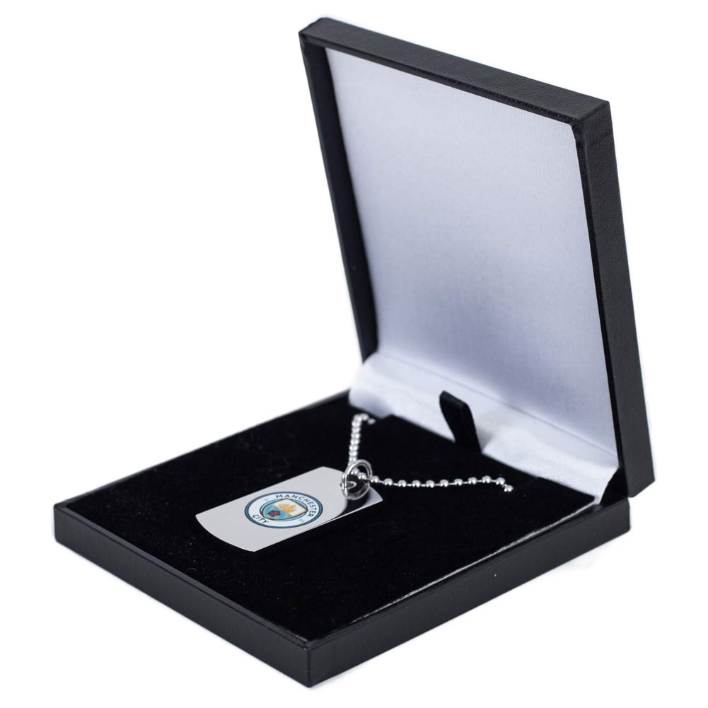 Manchester City FC Colour Crest Dog Tag & Chain