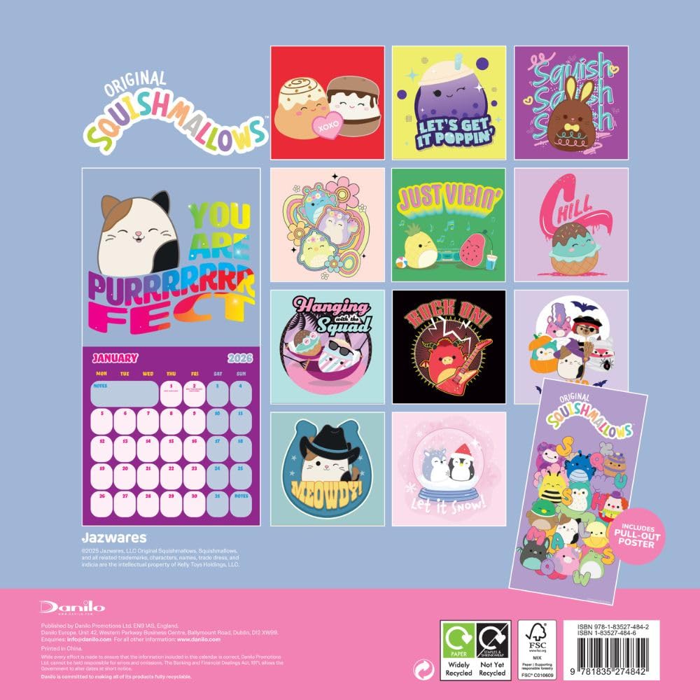 Squishmallows Square Calendar 2026