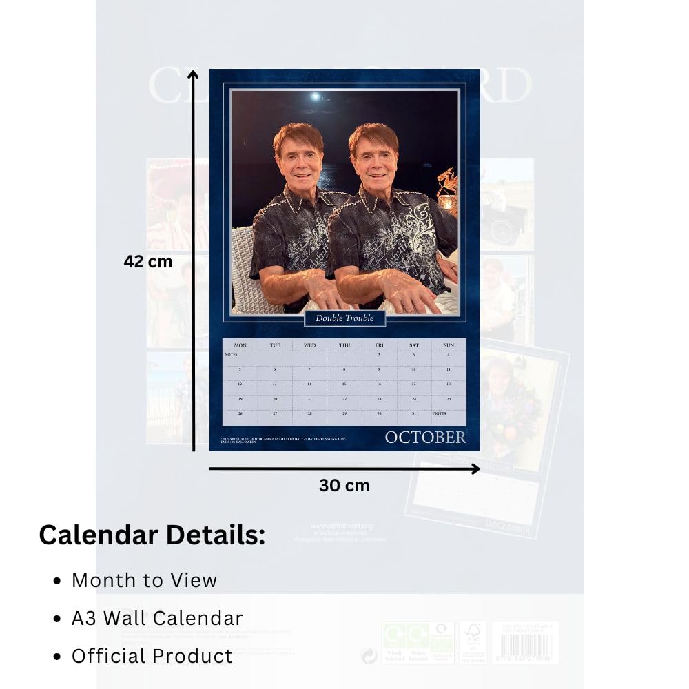 Cliff Richard A3 Calendar 2026
