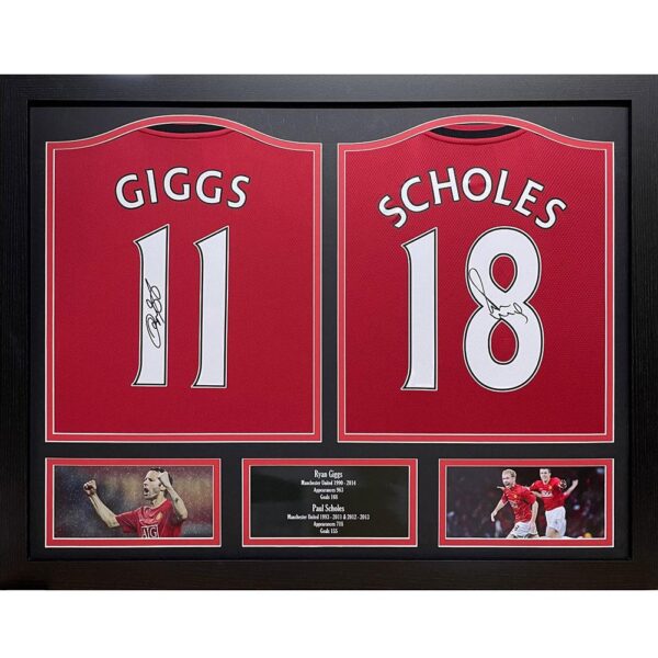 Manchester United FC Giggs & Scholes Signed Shirts (Dual Framed)