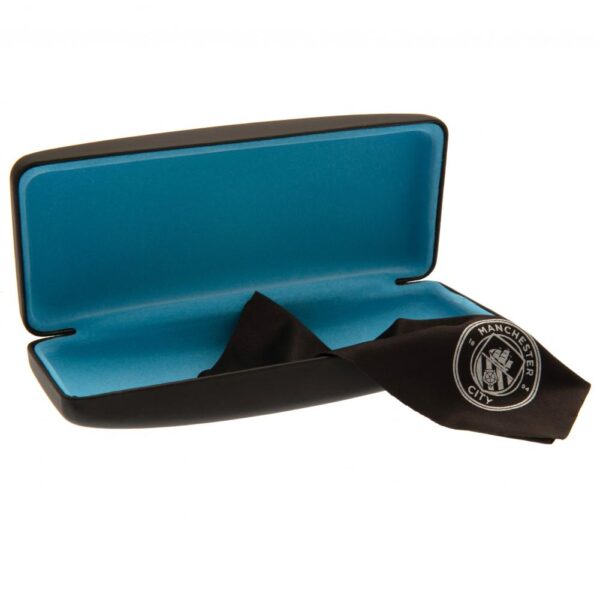 MANCHESTER CITY GLASSES CASE WITH MICRO FIBRE CLOTH HARD TIN SHELL WHITE CREST 