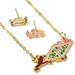 Harry Potter Gold Plated Necklace & Earrings Honeydukes