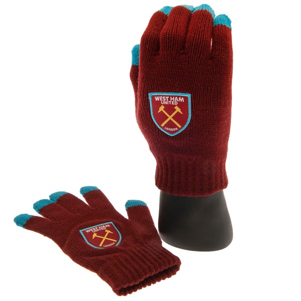West Ham United FC Touchscreen Knitted Gloves Adults