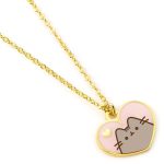 Pusheen Gold Plated Heart Necklace